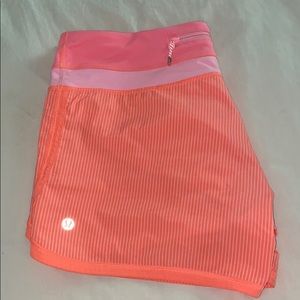 coral Lululemon shorts